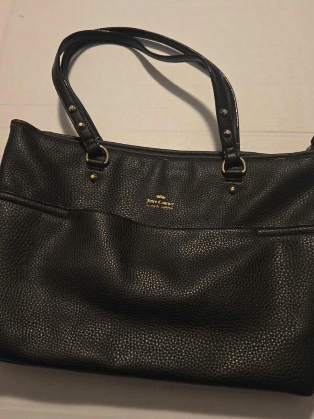 Juicy Couture Black Faux Leather Shoulder Bag Satchel Purse
